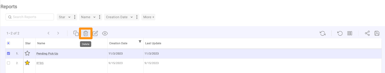 Other Actions on the Saved Report