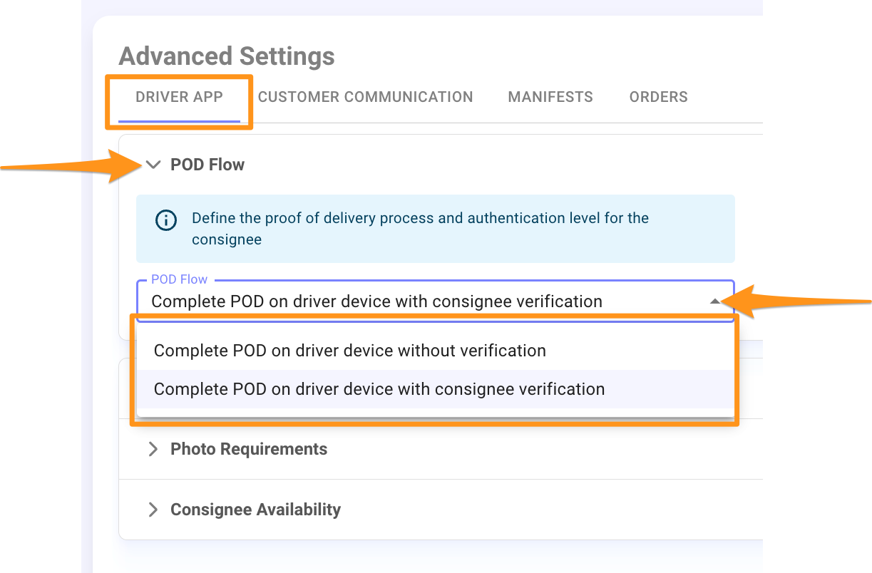 Proof of Delivery (POD) Authentication Levels