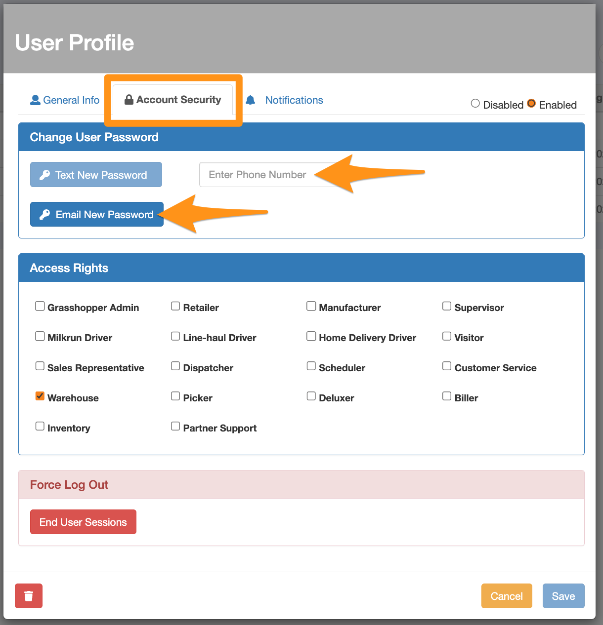 Reset User's Password