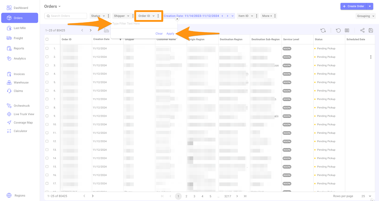 Search for Multiple Orders and Item IDs