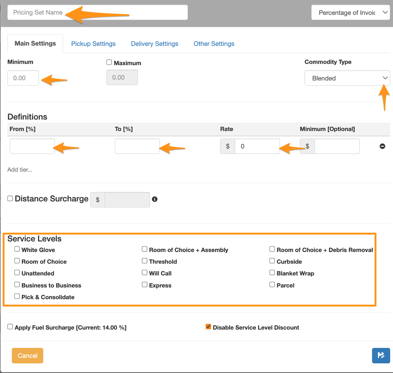 Set Pricing by Percentage of Invoice