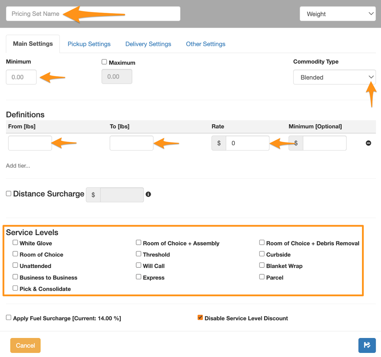 Set Pricing by Weight