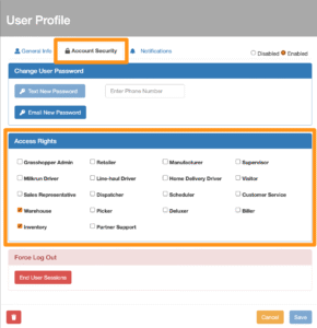 Update User's Access Rights