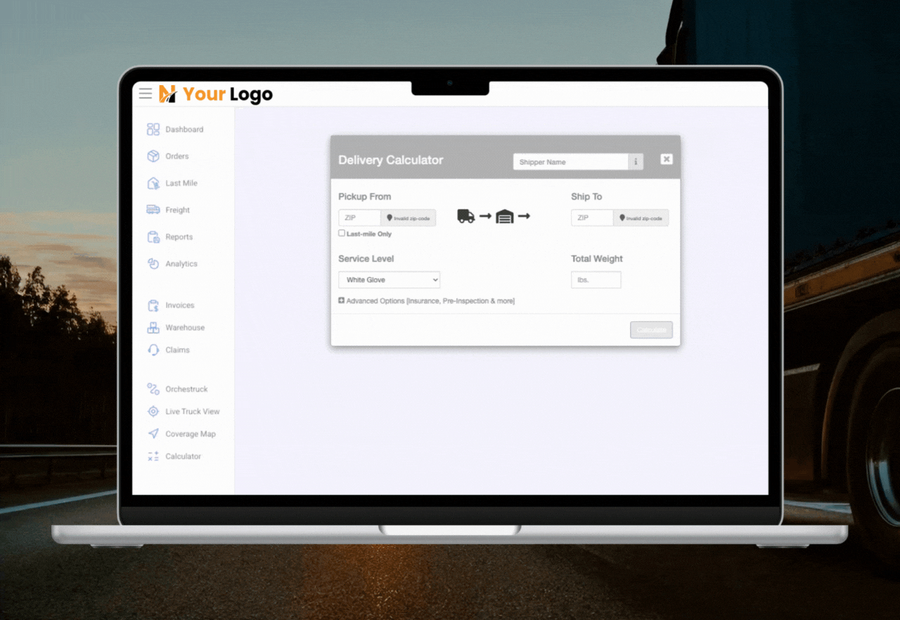 Shipping calculator on TMS system grasshopper labs