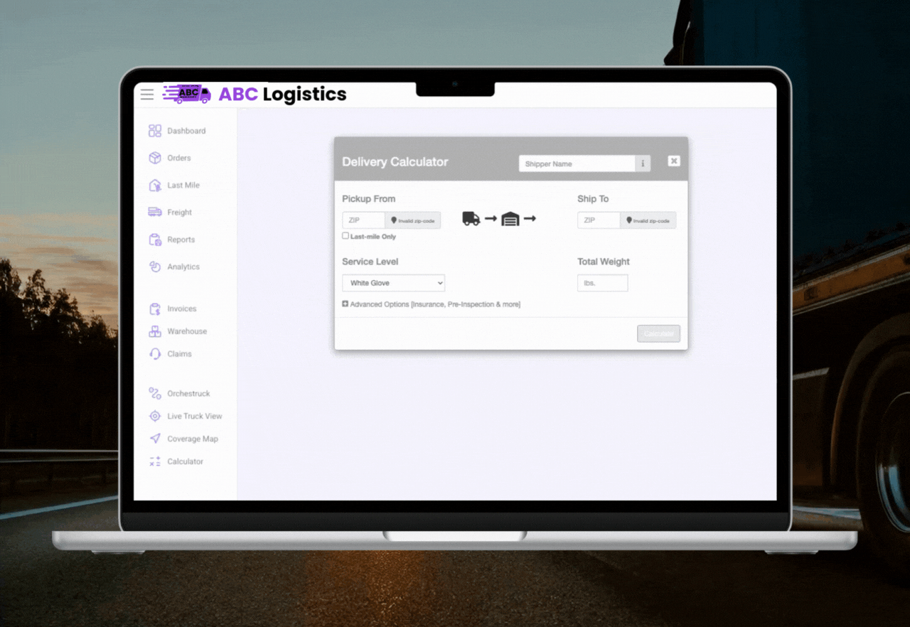 Shipping calculator on TMS system grasshopper labs