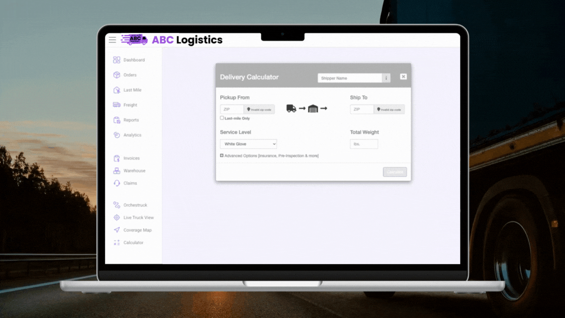 Shipping calculator on TMS system grasshopper labs