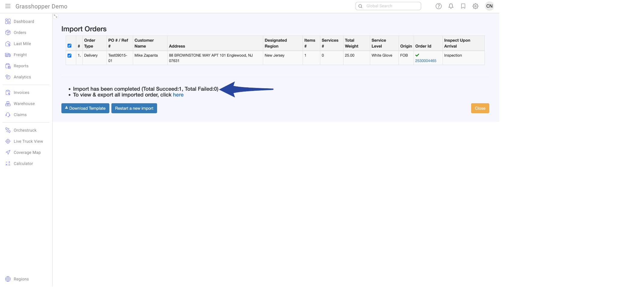 Import Orders with Pre-inspection Item 7