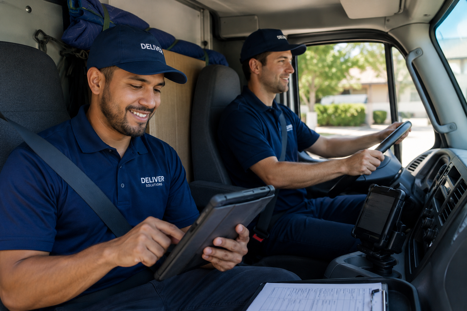 Two-person delivery crew completing a final mile delivery — Grasshopper Labs
