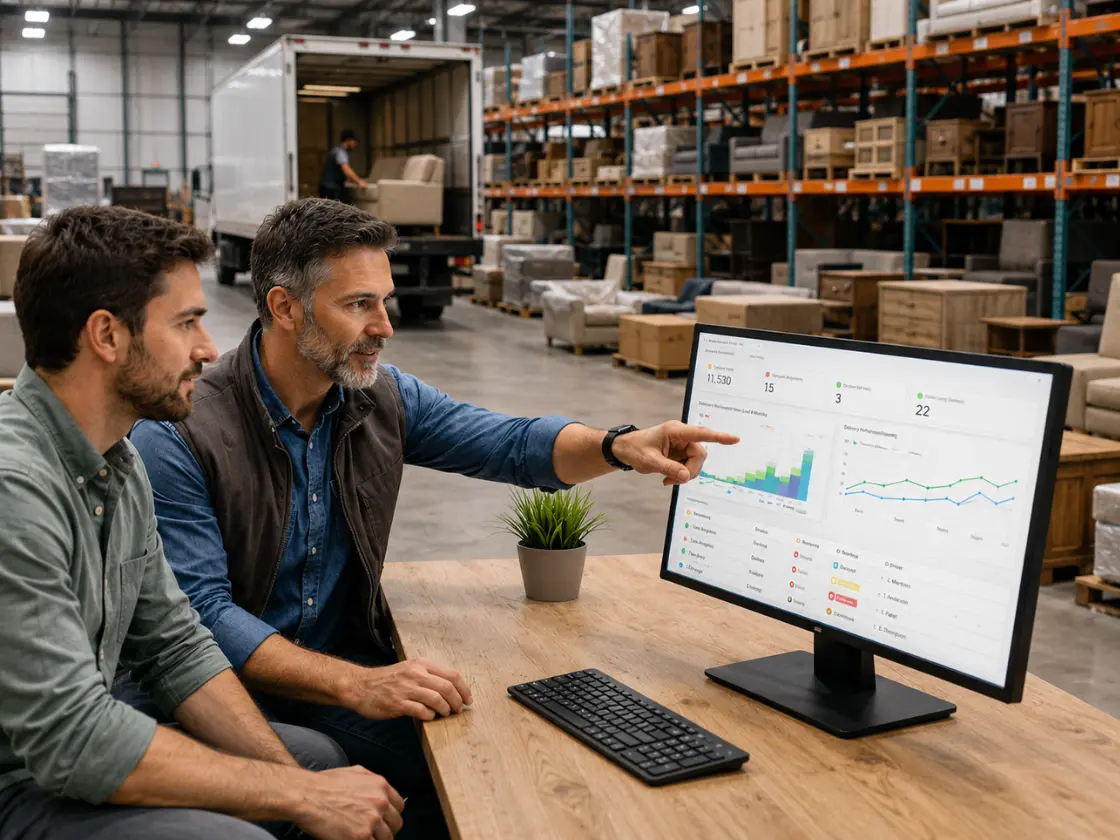 Last mile delivery performance dashboard showing on-time rates, driver performance, and route efficiency KPIs